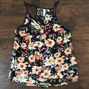 Target Xhilaration Floral Tank Top Buttons Sz L